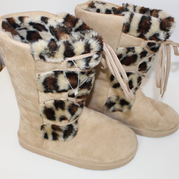 Wild Diva Shoes - Wild Diva Leopard Lace Up Boots